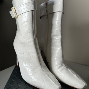 White Eggshell Heels